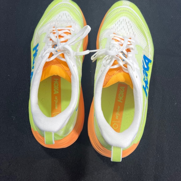 Hoka Men’s White and Lime Running Shoes with Orange Accents Size 10.5 worn twice main image 7